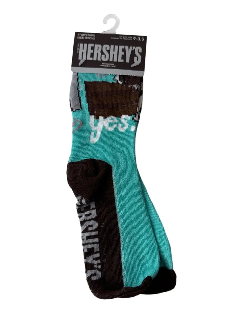Chocolate Bar Crew Socks Kids Size 9-3.5 Brown Blue Candy Theme NWT